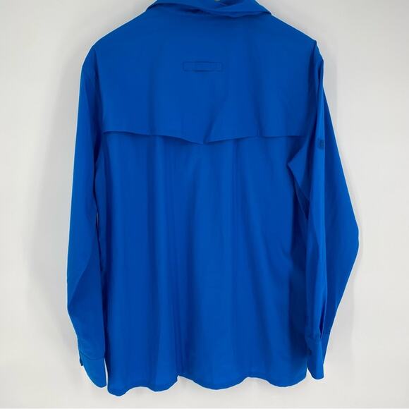 Cabelas Guidewear Shirt Mens Blue Button-Down Nylon Gorpcore Fishing Safari L - Picture 2 of 9